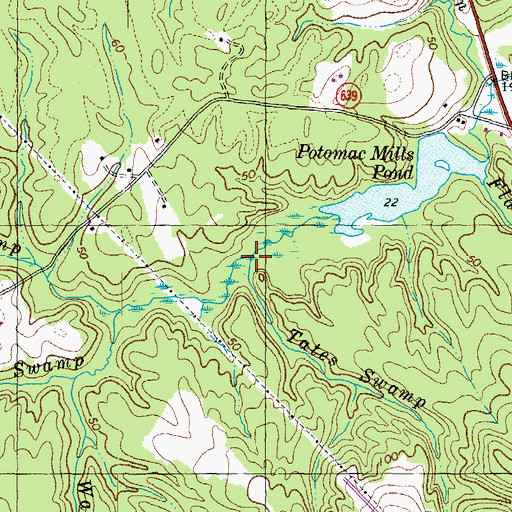 Topographic Map of Tates Swamp, VA