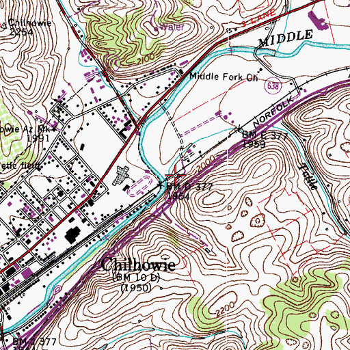 Topographic Map of Tattle Branch, VA