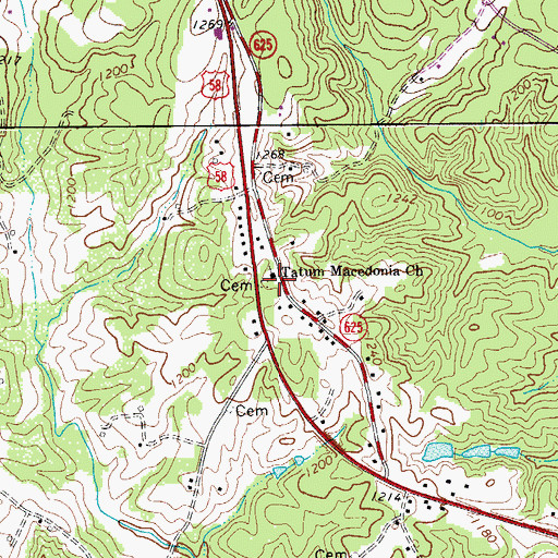 Topographic Map of Tatum Macedonia Church, VA