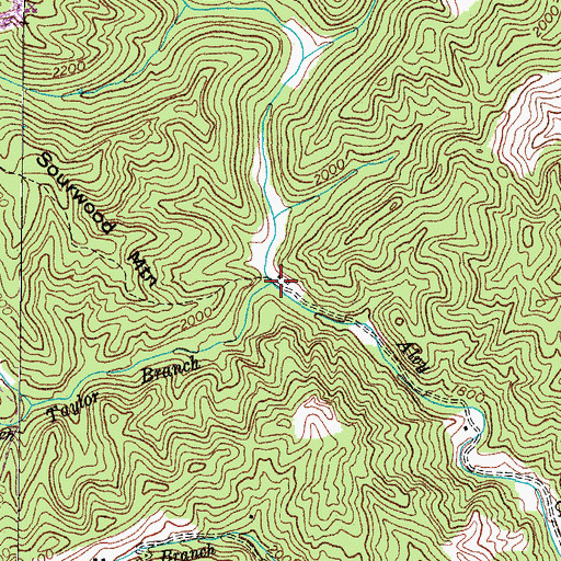 Topographic Map of Taylor Branch, VA