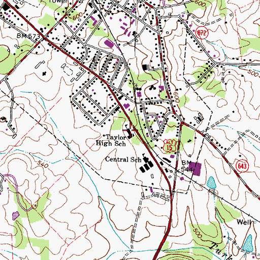 Topographic Map of Taylor Middle School, VA