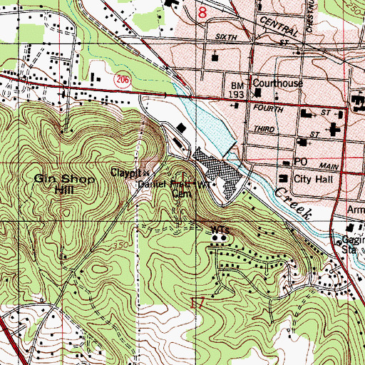 Topographic Map of Daniel Pratt Cemetery, AL