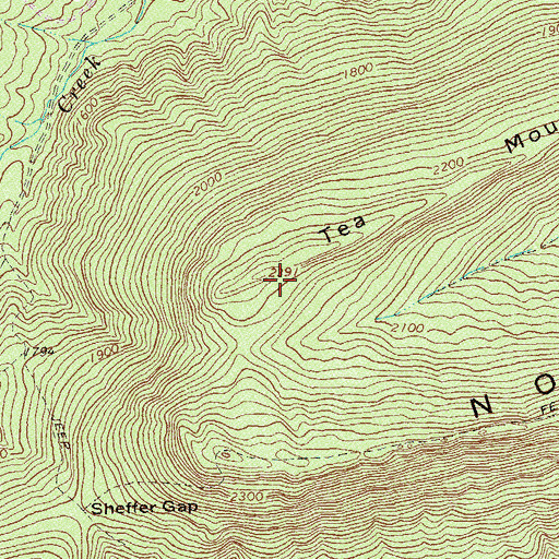 Topographic Map of Tea Mountain, VA