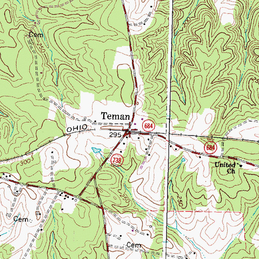 Topographic Map of Teman, VA