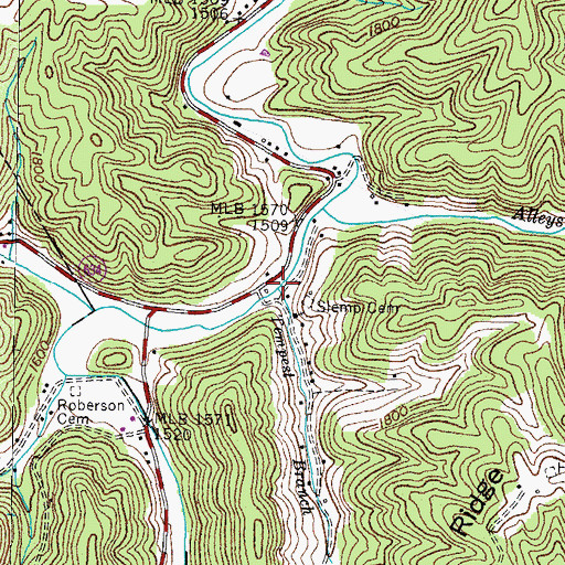 Topographic Map of Tempest Branch, VA