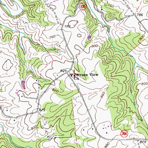 Topographic Map of Terrace View Church, VA