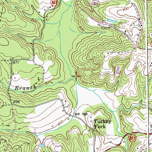 Topographic Map of Terry Branch, VA