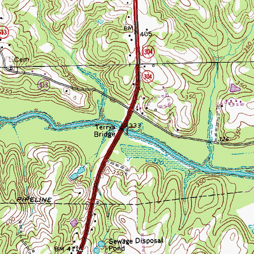 Topographic Map of Terrys Bridge, VA