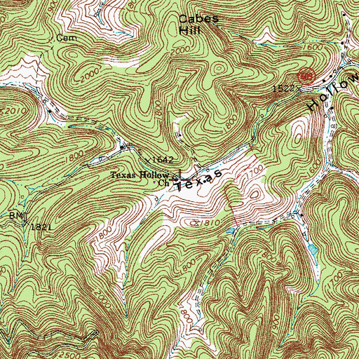 Topographic Map of Texas Hollow Church, VA
