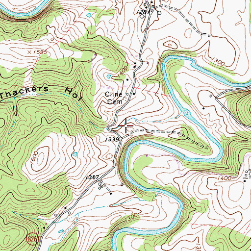 Topographic Map of Thackers Hollow, VA