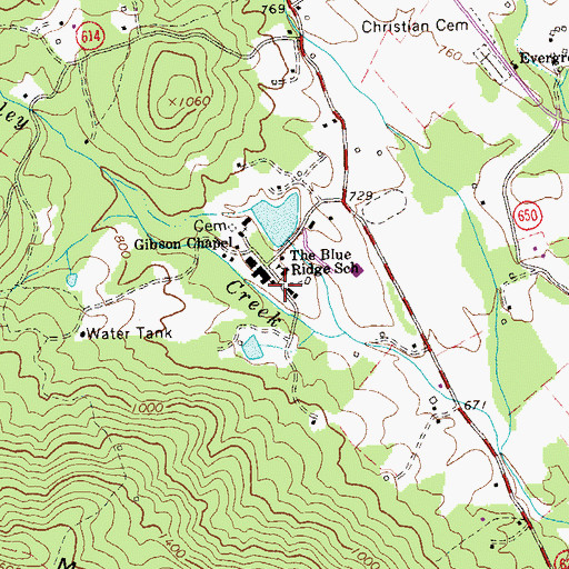 Topographic Map of Blue Ridge School, VA