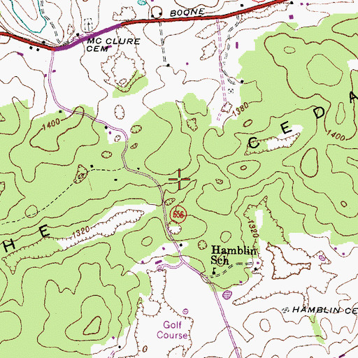 Topographic Map of The Cedars, VA