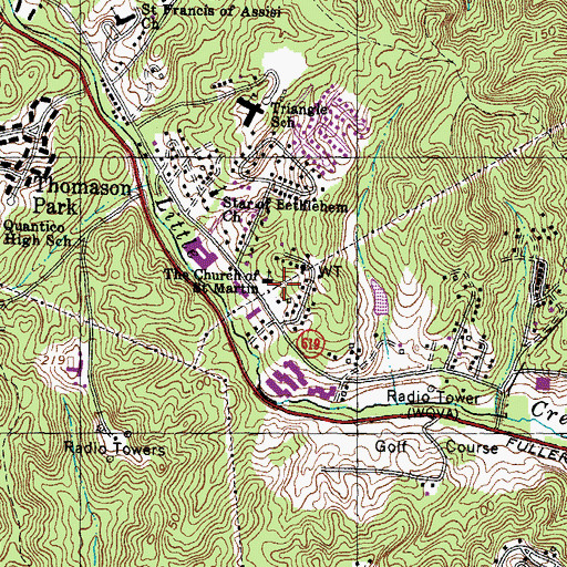 Topographic Map of The Church of Saint Martin, VA