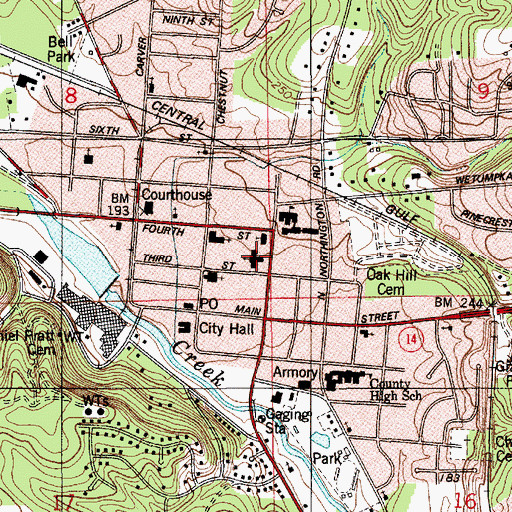 Topographic Map of First Baptist Church, AL