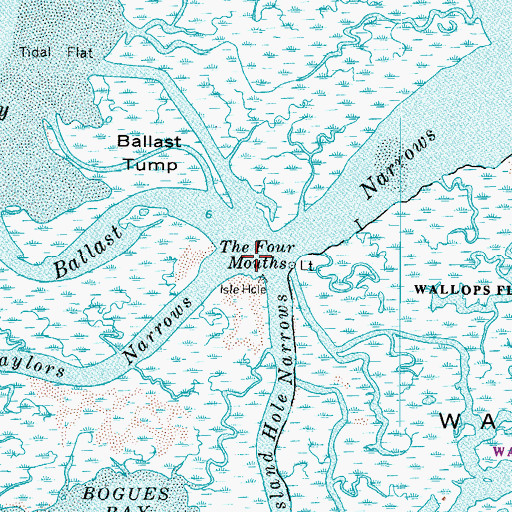 Topographic Map of The Four Mouths, VA