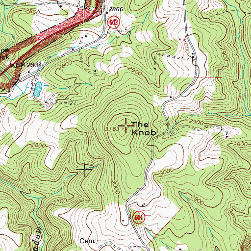 Topographic Map of The Knob, VA