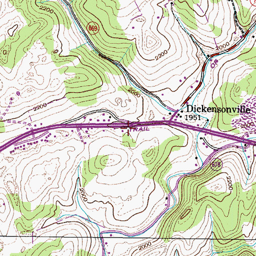 Topographic Map of The Lonesome Pine Trail, VA