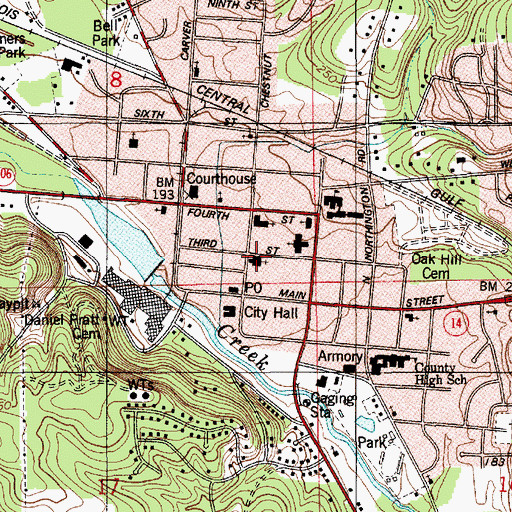 Topographic Map of First Presbyterian Church, AL