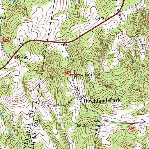 Topographic Map of The Mount Church, VA