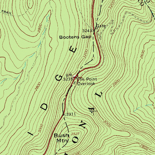 Topographic Map of The Point Overlook, VA