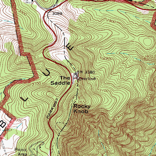 Topographic Map of The Saddle, VA