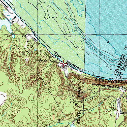 Topographic Map of The Sands, VA