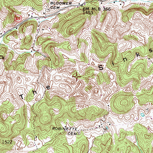 Topographic Map of The Sinks, VA