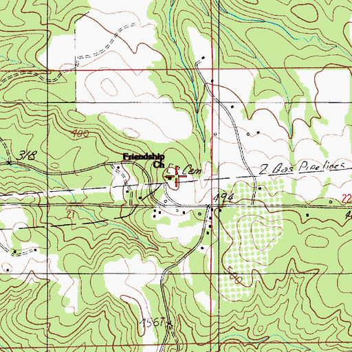 Topographic Map of Friendship Church, AL