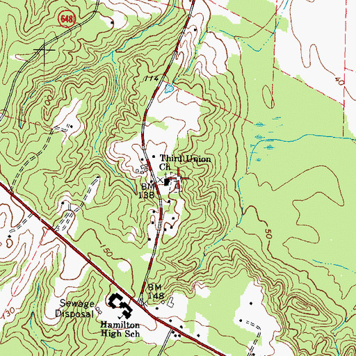 Topographic Map of Third Union Church, VA