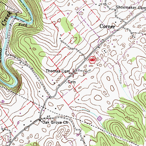 Topographic Map of Thomas Cemetery, VA
