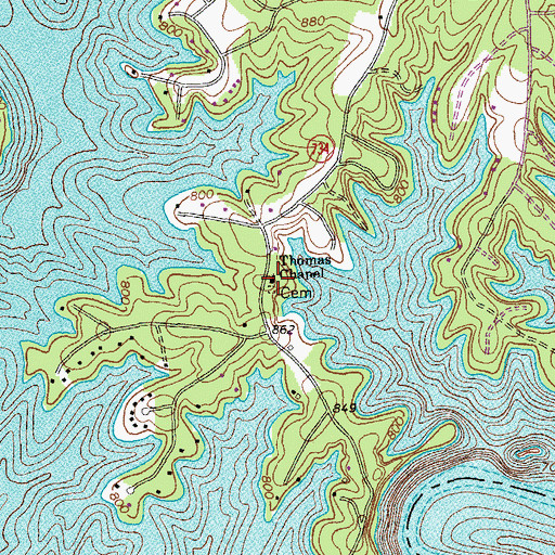 Topographic Map of Thomas Chapel, VA