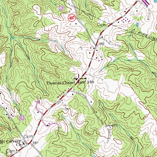 Topographic Map of Thomas Chapel, VA