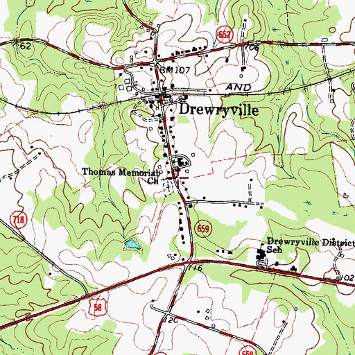 Topographic Map of Thomas Memorial Church, VA