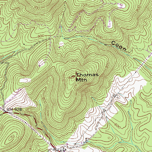 Topographic Map of Thomas Mountain, VA