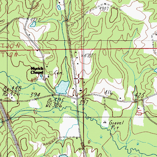 Topographic Map of Gates Mill (historical), AL