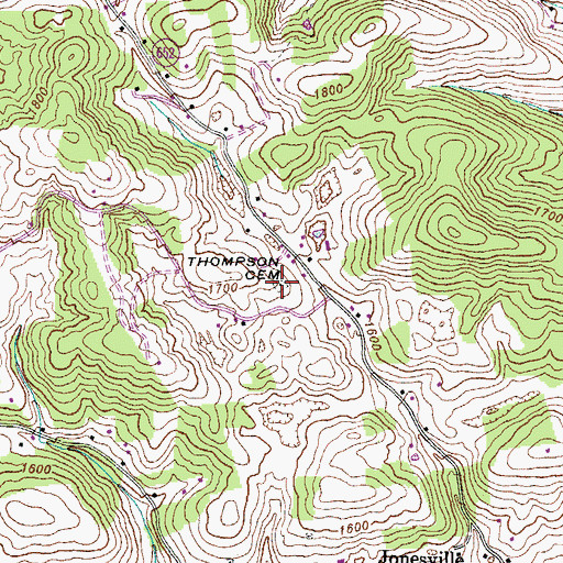 Topographic Map of Thompson Cemetery, VA