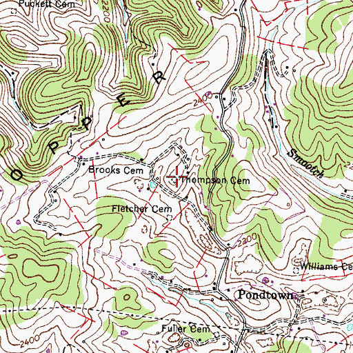 Topographic Map of Thompson Cemetery, VA