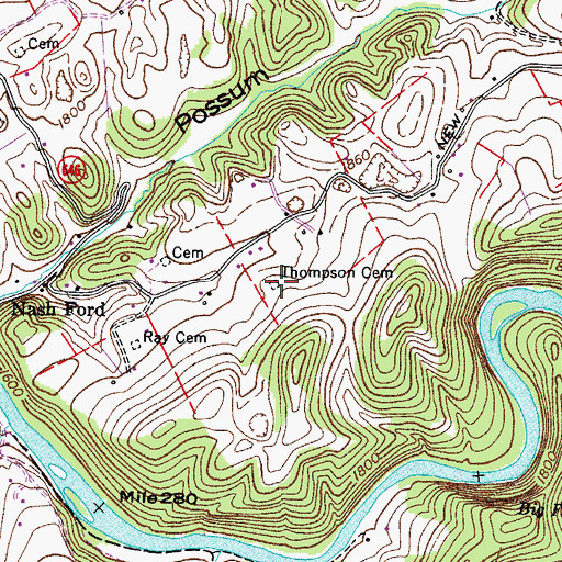 Topographic Map of Thompson Cemetery, VA