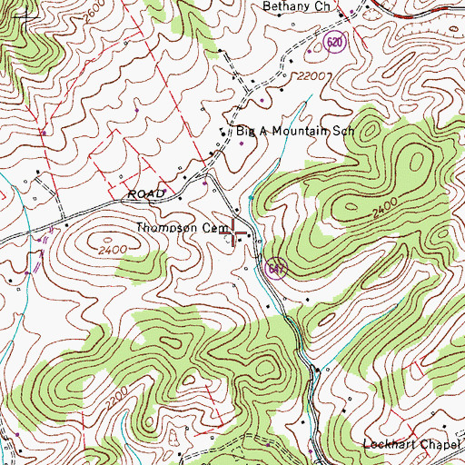 Topographic Map of Thompson Cemetery, VA