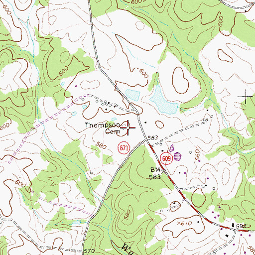 Topographic Map of Thompson Cemetery, VA