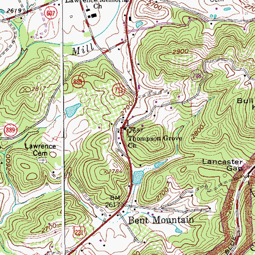 Topographic Map of Thompson Grove Church, VA