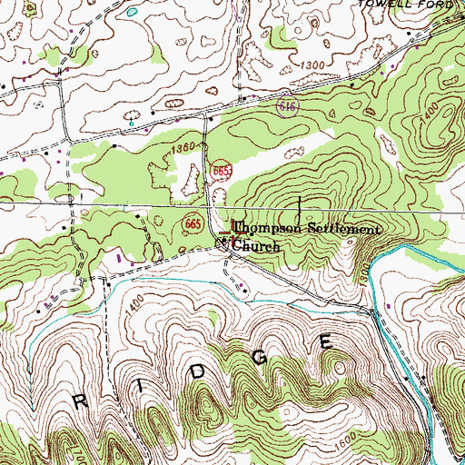 Topographic Map of Thompson Settlement Church, VA