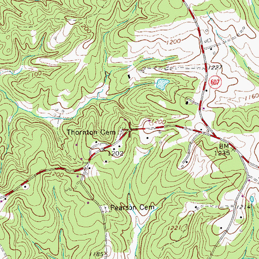 Topographic Map of Thornton Cemetery, VA