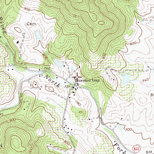 Topographic Map of Thornton Gap Church, VA