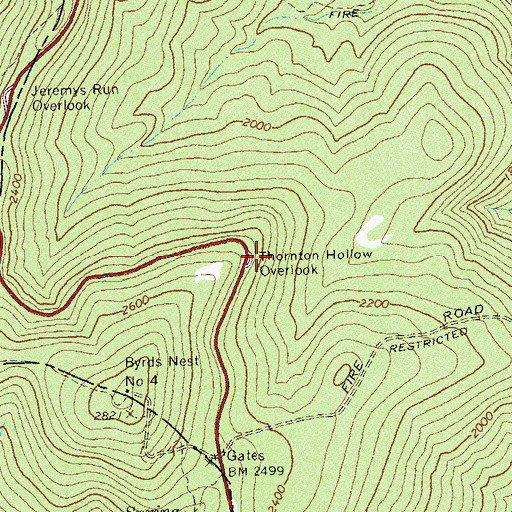 Topographic Map of Thornton Hollow Overlook, VA