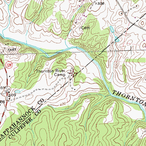 Topographic Map of Thornton River Camp, VA
