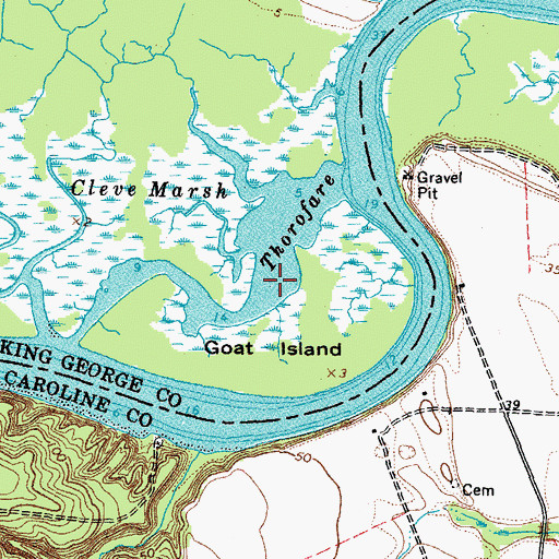 Topographic Map of Thorofare, VA
