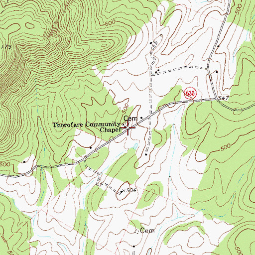Topographic Map of Thorofare Community Chapel, VA