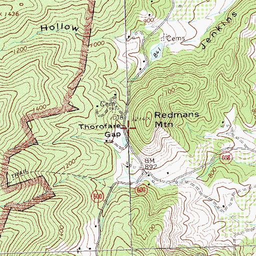 Topographic Map of Thorofare Gap, VA