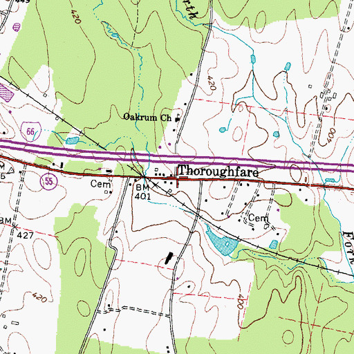 Topographic Map of Thoroughfare, VA